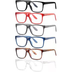 Reading Glasses Blue Light Blocking glasses women/men - 6Pack Computer Readers Anti Glare Filter Square Frames Eyeglasses
