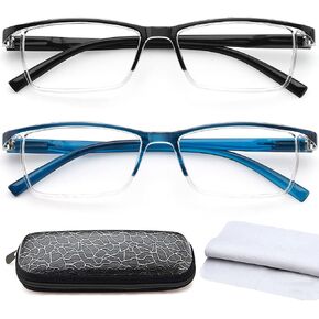 Magnifying Glasses Reading Glasses for Men Women Blue Light Blocking Computer Readers 2-Pcs