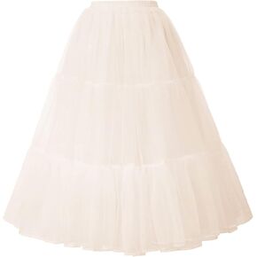 GRACE KARIN Women's Long Petticoat Crinoline Underskirt for Long Dress Mid Length Petticoats Long Wedding Petticoat