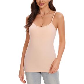 ANYFITTING Women's Cotton Tank Top with Shelf Bra Adjustable Strap Camisole Basic Cami Tanks S-2XL