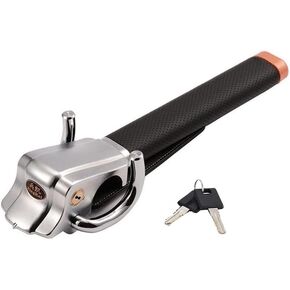 Steering Wheel Lock, Anti-Theft Device, Universal Car Security 3-Way Locking Device w/Window Breaker, Dual Rotating Shackles, Airbag Lock & 2 Keys for Truck SUV Van Golf Cart