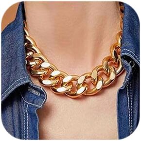 Octwine Women Statement Punk Cuban Link Chain Choker Necklace Chunky Chain Link Necklace Boho Fashion Collar Necklace for Women