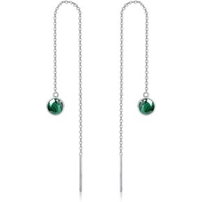 أقراط الشرابة النسائية من الفضة الإسترليني، أقراط متدلية من الأحجار الكريمة، سلسلة طويلة، خط الأذن in Kuwait