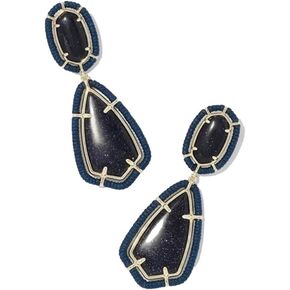 Kendra Scott Threaded Camry Statement Earrings Gold Blue Goldstone