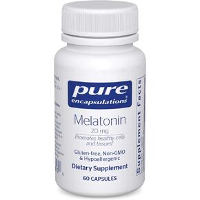 Pure Encapsulations Melatonin 20 mg - Not Intended for Sleep Support - for Immune System & Healthy Cells - 99.5% Purity Melatonin - Gluten Free & Non-GMO - 60 Capsules
