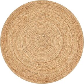 Savi Home Jute Area Rug Handwoven - 4 feet Round- Natural - Rustic Vintage Beige Braided Reversible Rug- Eco Friendly Rugs for Farmhouse, Bedroom, Kitchen, Living Room.