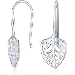 Tribal Boho Lightweight Nature Open Drop Leaf Dangle Earrings Western Jewelry For Women Teens .925 Sterling Silver Lever Back