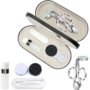Eyeglass Case，Portable 2 in 1 Multifunction Contact，Double Sided Portable Contact Lens Case With Mirror ，Durable Lens Case ，Contact Lens Remover、Color Contact Lenses (Pink)