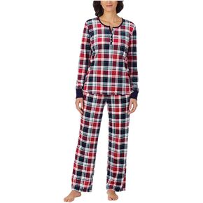 Nautica Womens 2 Piece Fleece Pajama Sleepwear Set, Red, X-Small