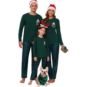 iClosam Matching Family Pajamas Set Striped Christmas Pajamas Sleepwear Dad Mom PJs