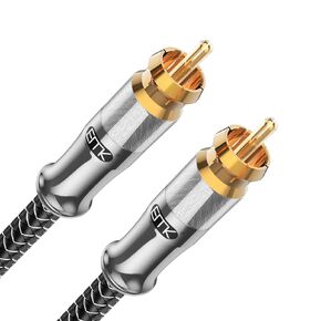 EMK Subwoofer Cable Digital Coaxial Cable Dual Shielded with Gold Plated RCA to RCA Connectors SPDIF Cable (15 Feet/5M, RCA Coaxial Male to Male, Brown)