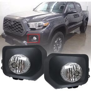 2Pcs Fog Lights Assembly Replacement for 2016-2022 Toyota Tacoma SR SR5 Clear Lens with Front Bumper Bezel Wires Switch Bulbs Left+Right Side (Passenger & Driver Side)
