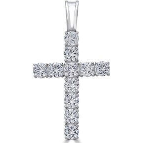Moissanite Cross Pendant - 5 Sizes Tennis Cross Available For Men Or Ladies - Great Hip Hop Pendant For Any Necklace - Real Moissanite Jewelry Passes Diamond Tester GRA Certified - Solid 925 Sterling Silver