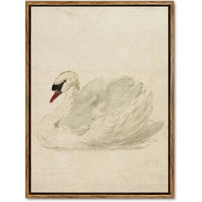 PicturePerfect Decor Vintage Swan Canvas Wall Art Classical White Swan Watercolor Canvas Animal Canvas Printing Country Bathroom Decorative Wall Art For living room bedroom decorative wall decoration12x16 Inch Vintage Frame Art