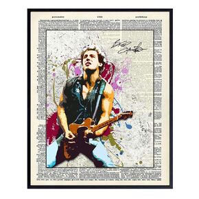 Bruce Dictionary Art Print - Vintage Upcycled Wall Art Poster - Gift for Musicians, E Street Band and 80's Music Fans - Unique Rustic Home Decor for Den, Man Cave, 8x10 Photo Unframed