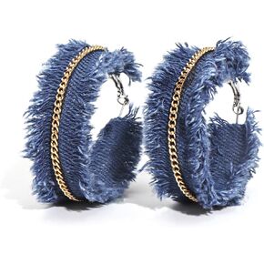 Coiris Bohemian Statement Dangle Earrings for Women Denim Leather Shells Pearl Polygonal Leaf Circle Drop Earrings for Women