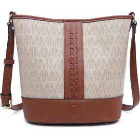 PU Leather Bucket Tote Bag for Women Crossbody Shoulder Purse for Work Signature Handbags with Adjustable Strap