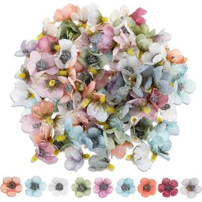 TIESOME Faux Flower Heads, 100 PCS Silk Artificial Daisy Blossom Flower Head Colorful Fake Mini Flowers Bulk Small Flower Mini Fabric Flower for Craft Garland Wedding Party
