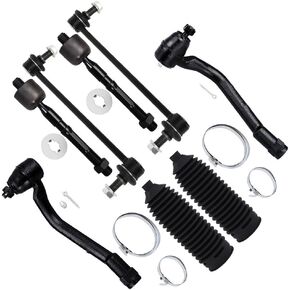 SCITOO 8pcs Front Suspension Kit Inner Outer Tie Rod End w/Boot Stabilizer Bar Link For 2012-2017 For Hyundai Azera 2012-2013 For Hyundai Sonata 2014-2016 For Kia Cadenza 2011-2015 For Kia Optima