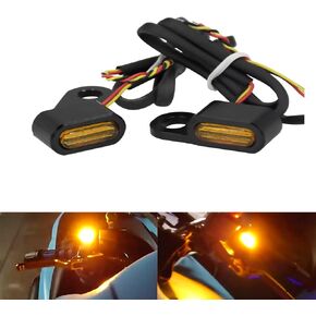 Motorcycle LED Turn Signal Light Running Light Front Indicators Blinker Lights Mini Fit for Harley Touring Road King Street Gilde Electra Glide 2009-2017 Softail 2015-2020 Amber Lens