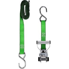 Keeper – 3,000 lbs. Break Strength Chrome Ratchet Tie-Down with Double J Hooks, 2 Pack – 1,000 lbs. Working Load Limit