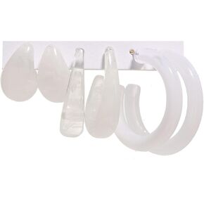 Minimalist Colorful Acrylic Resin 3pairs C Shape Round Circle Hoop Thick Chunky Wide Thin Acetic Acid Drop Dangle Earrings Set Vintage Boho Jewelry for Women