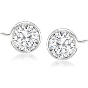 Ross-Simons 1.00 ct. t.w. Bezel-Set Diamond Stud Earrings in 14kt White Gold