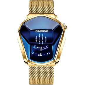 RORIOS Fashion Men's Watches Analog Quartz Watch Cool Creative Wristwatch with Stainless Steel Mesh Brecelet Sport Watch for Men
