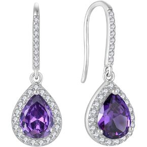 Women's Dangle Drop Earrings 925 Sterling Silver Hook Earrings Halo Teardrop Gemstones Jewelry
