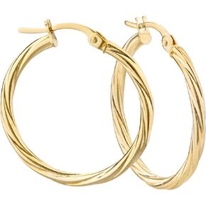 14k Gold Earrings Yellow Gold Small Twisted Hoop Earrings for Women by Elegano in Saudi Arabia