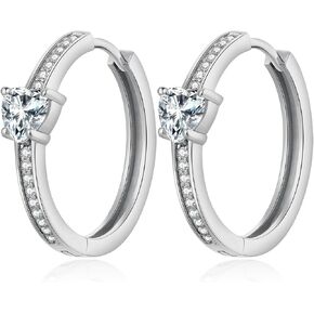 18K Gold Plated Cubic Zirconia Diamond Hoop Earrings for Women, 925 Sterling Silver Ear Post Huggie Sleeper Earrings 18MM/20MM