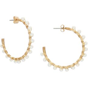 Lucky Brand Pearl Hoop Earring, Gold, One Size