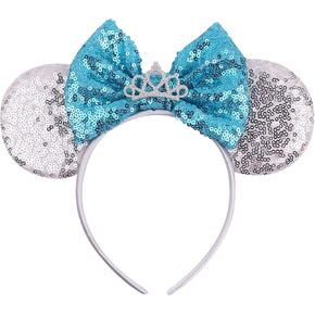 MADO Mouse Ears Headband for Women Girls, SILVER CROWN, ZJ-mouseears-001, Holiday Celebration, All Ages, Bride Princess Style, Female, Costume Headwear