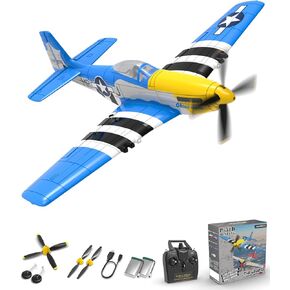 VOLANTEXRC Brushless 4CH RC Plane P51D Mustang 500mm Remote Control Airplane Fighter RTF with 6-Axis Gyro, 3 Modes & Aerobatics, 2.4GHz Radio Controlled Aircraft for Beginners, Boys & Adults