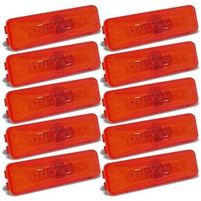 10X Truck-Lite 19200R 19 Series Rectangular Utility Light Marker Clearance Light+Hardwired Stripped End Base Mount Bracket (12V Red Polycarbonate)
