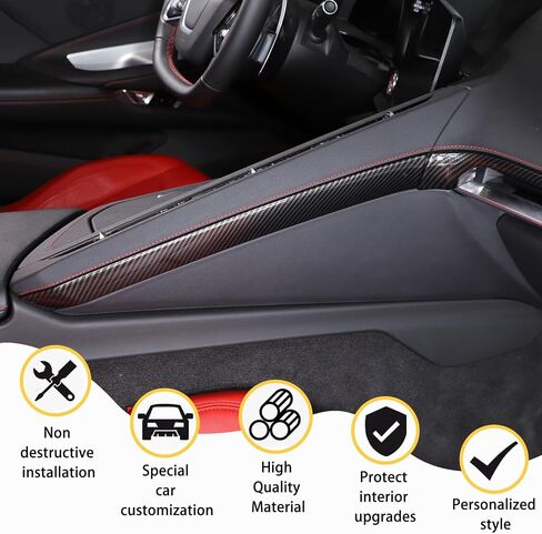 CHEAYAR Control Dashboard Cover Trims Compatible with Chevrolet Corvette C8 Stingray 2020-2023,ABS Console Dashboard Strip Cover Central Control Screen Accessories (Carbon Fiber Pattern) in Kuwait
