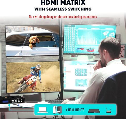 J-Tech Digital 3x3 4K30 هرتز HDMI وحدة تحكم حائط فيديو متعددة المشاهد مصفوفة | مدخل ومخرج 4K30 هرتز، يدعم HDMI وVGA وUSB من النوع C ومنفذ DisplayPort وتصحيح الحواف واستخراج الصوت حتى 10x10 in Kuwait