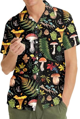 Mushroom Hawaiian Shirts For Men Women, Mushroom Shirt, Mushroom Button Down in Saudi Arabia