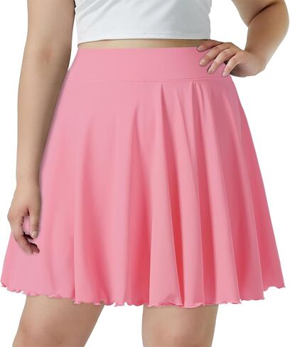 Moon Wood Women Plus Size Mini Skirt Casual Ruffle Mini Skirt Stretchy Tennis Skirt with Shorts in Kuwait