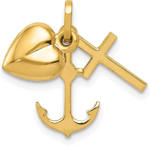 ليكس ولو 14k الذهب الأصفر القلب الصليب ومرساة سحر in Kuwait
