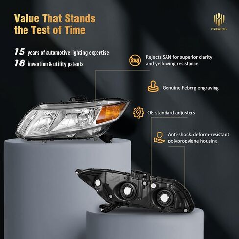 [OE Style Anti-Yellowing for 2012-2015 Honda Civic 4Dr Sedan Headlights for 12-13 Honda Civic 2Dr Coupe Pair Headlamp in Saudi Arabia