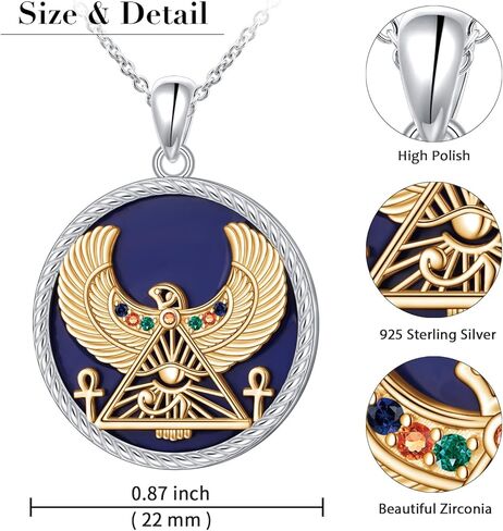 Alphm Egyptian Jewelry for Women 925 Sterling Silver Bastet Goddess/Eye of Horus Pendant Necklace Ancient Egyptian Jewelry Present in Kuwait