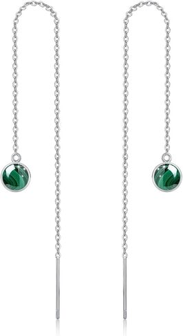 أقراط الشرابة النسائية من الفضة الإسترليني، أقراط متدلية من الأحجار الكريمة، سلسلة طويلة، خط الأذن in Kuwait