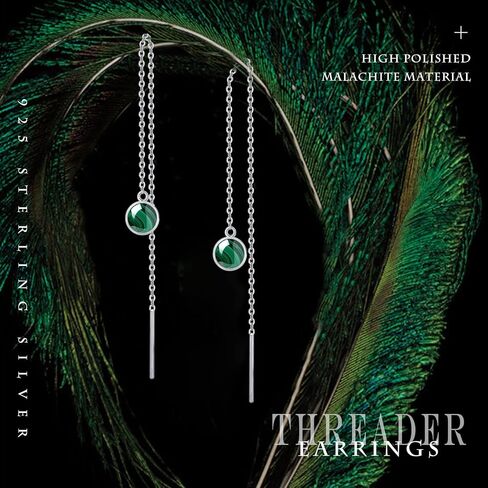 أقراط الشرابة النسائية من الفضة الإسترليني، أقراط متدلية من الأحجار الكريمة، سلسلة طويلة، خط الأذن in Kuwait