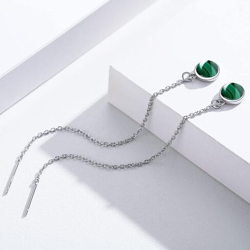 أقراط الشرابة النسائية من الفضة الإسترليني، أقراط متدلية من الأحجار الكريمة، سلسلة طويلة، خط الأذن in Kuwait