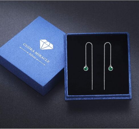 أقراط الشرابة النسائية من الفضة الإسترليني، أقراط متدلية من الأحجار الكريمة، سلسلة طويلة، خط الأذن in Kuwait