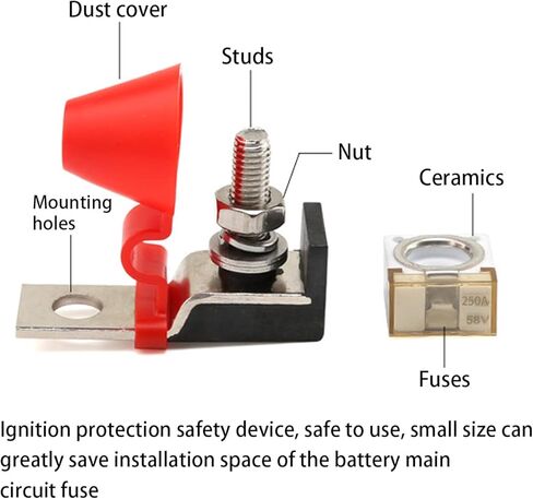 مجموعة كتلة الصمامات الطرفية من AUCELI، 250 أمبير 58 فولت تيار مستمر بحد أقصى، مسمار واحد 5/16 بوصة (M8) صمامات بطارية بحرية مدمجة ومثبتة على طرفية مقاومة للماء، حزمة كومبو بديلة لشاحنة القارب RV in Kuwait