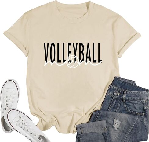 Volleyball Mom Shirt for Women Volleyball Game Day Practice Shirts Volleyball Gifts Graphic Tees Cotton T Shirt Tops in Kuwait