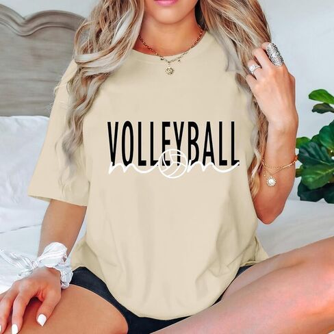 Volleyball Mom Shirt for Women Volleyball Game Day Practice Shirts Volleyball Gifts Graphic Tees Cotton T Shirt Tops in Kuwait
