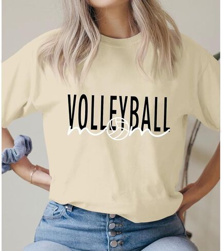 Volleyball Mom Shirt for Women Volleyball Game Day Practice Shirts Volleyball Gifts Graphic Tees Cotton T Shirt Tops in Kuwait